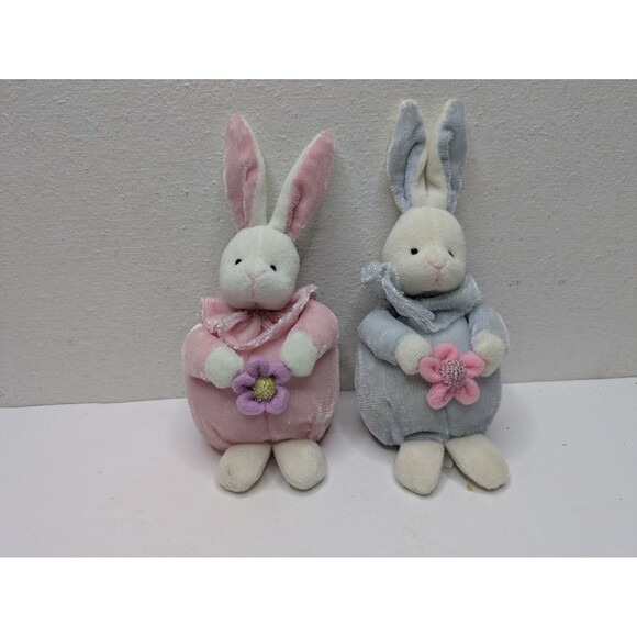 Russ Spring Easter Bunny Set Pink Flower Mini Bean Bag Plush Blue Purple Pink - Picture 1 of 8